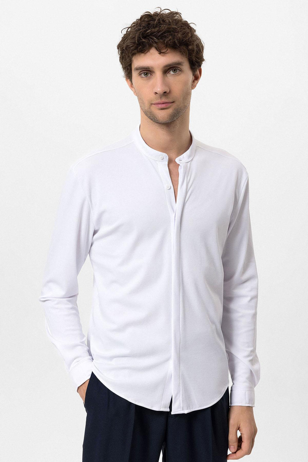 ANT Men's Classic Collar Hidden Button Long Sleeve Slim Fit Shirt - St. Joseph