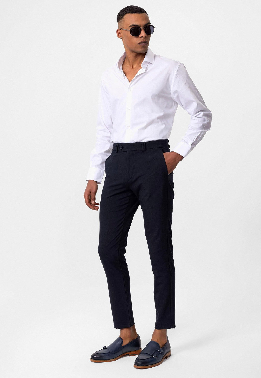 ANT Men's Slim Fit Straight Accessory Fabric Trousers - Keizer