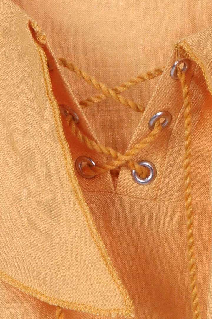 BRE Breeze Girl's Blouse with Front Tie 56 Years, Mustard Yellow - Lárisa