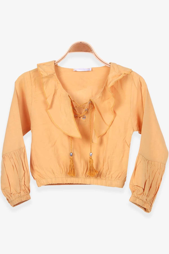 BRE Breeze Girl's Blouse with Front Tie 56 Years, Mustard Yellow - Lárisa