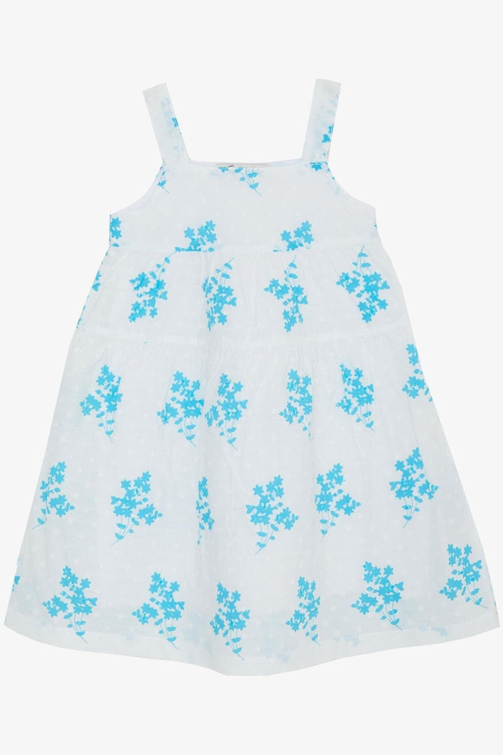 BRE Escabel Girl's Dress with Flower Pattern, 1.5-5 Years, White - Windsor
