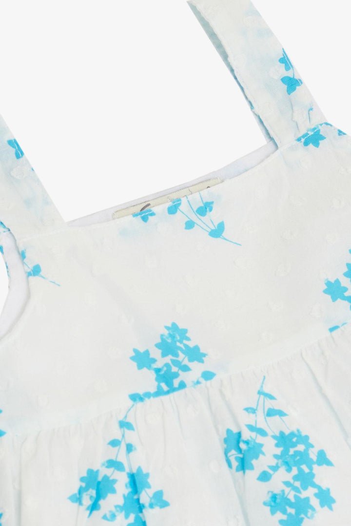 BRE Escabel Girl's Dress with Flower Pattern, 1.5-5 Years, White - Windsor