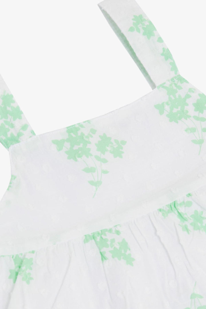 BRE Escabel Girl's Dress with Flower Pattern, 1.5-5 Years, White - Évora