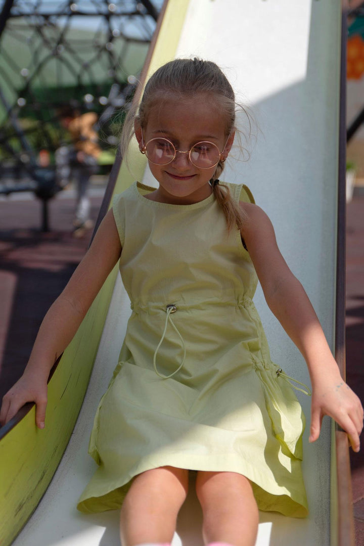 BRE Escabel Girl's Dress with Side Pockets 5-9 Years, Pistachio Green - Burnsville