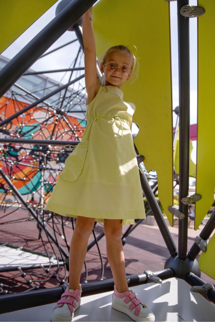 BRE Escabel Girl's Dress with Side Pockets 5-9 Years, Pistachio Green - Burnsville