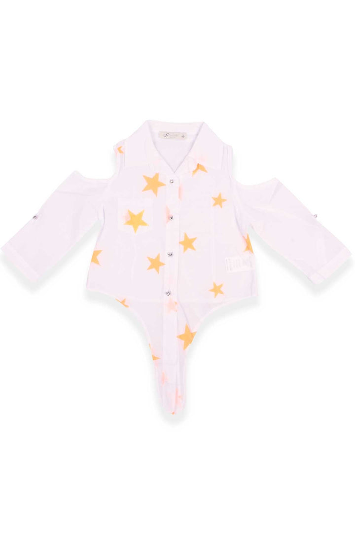 BRE Escabel Girl's Shirt Orange Star Patterned 106 Years, White - Ede
