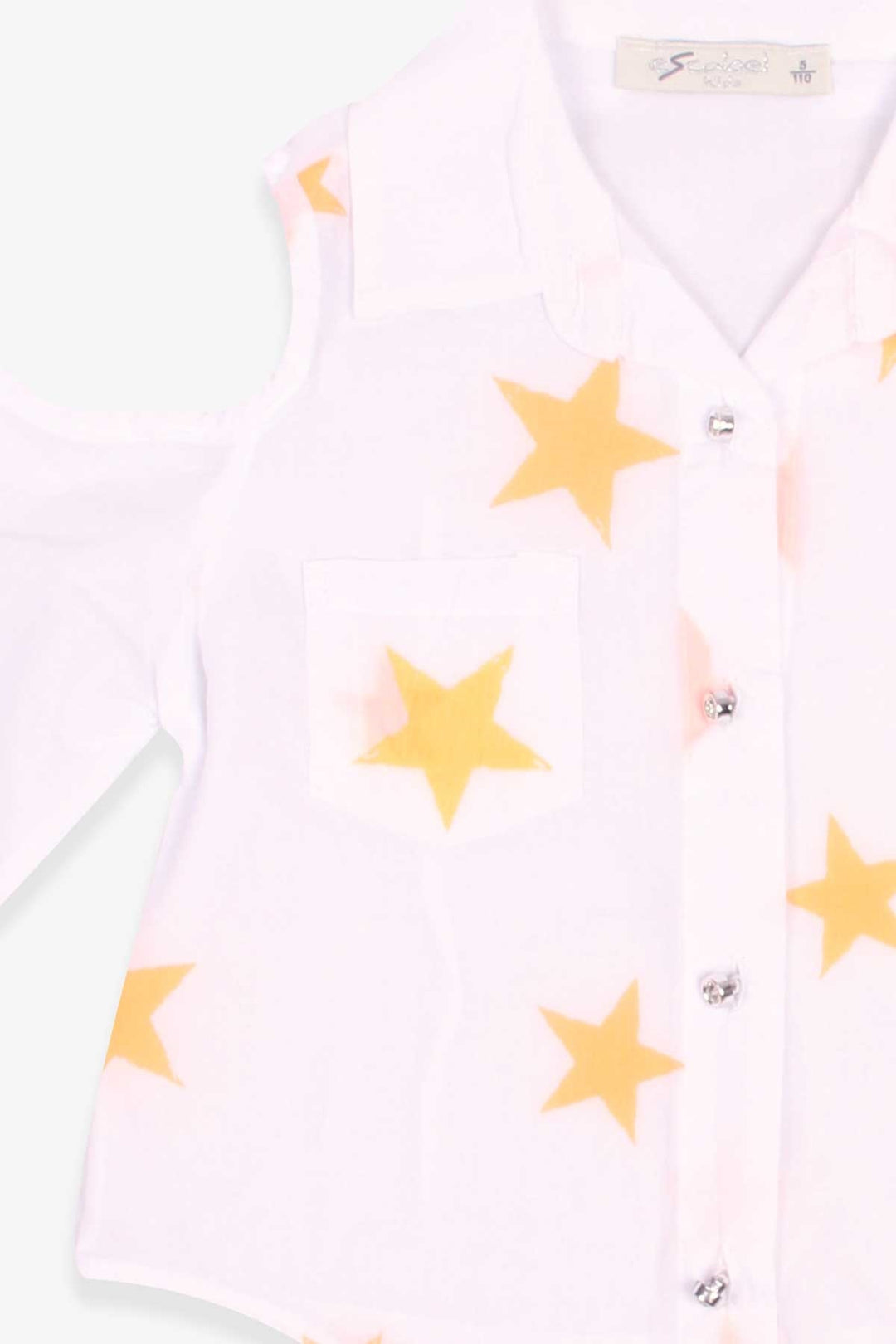 BRE Escabel Girl's Shirt Orange Star Patterned 106 Years, White - Ede