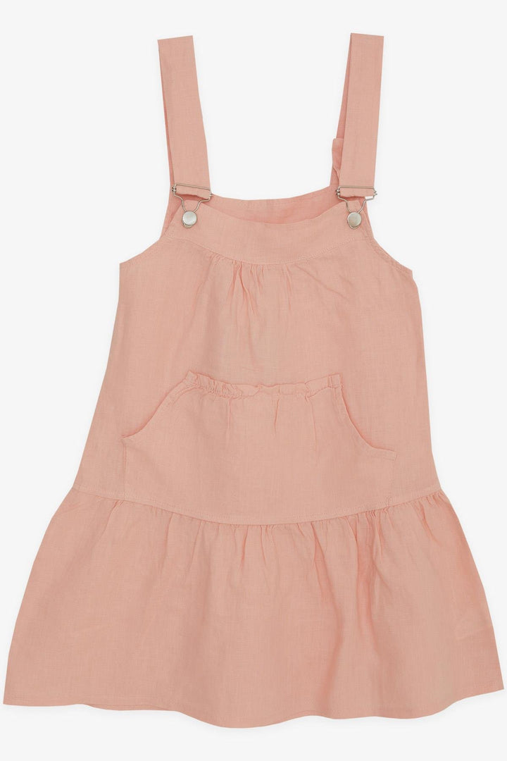 BRE Escabel Girl's Sleeveless Dress with Pockets, Salmon, 5-9 Years - Winsford