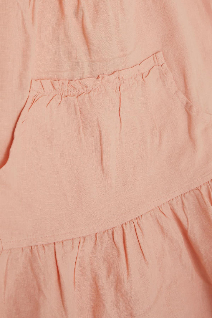 BRE Escabel Girl's Sleeveless Dress with Pockets, Salmon, 5-9 Years - Winsford