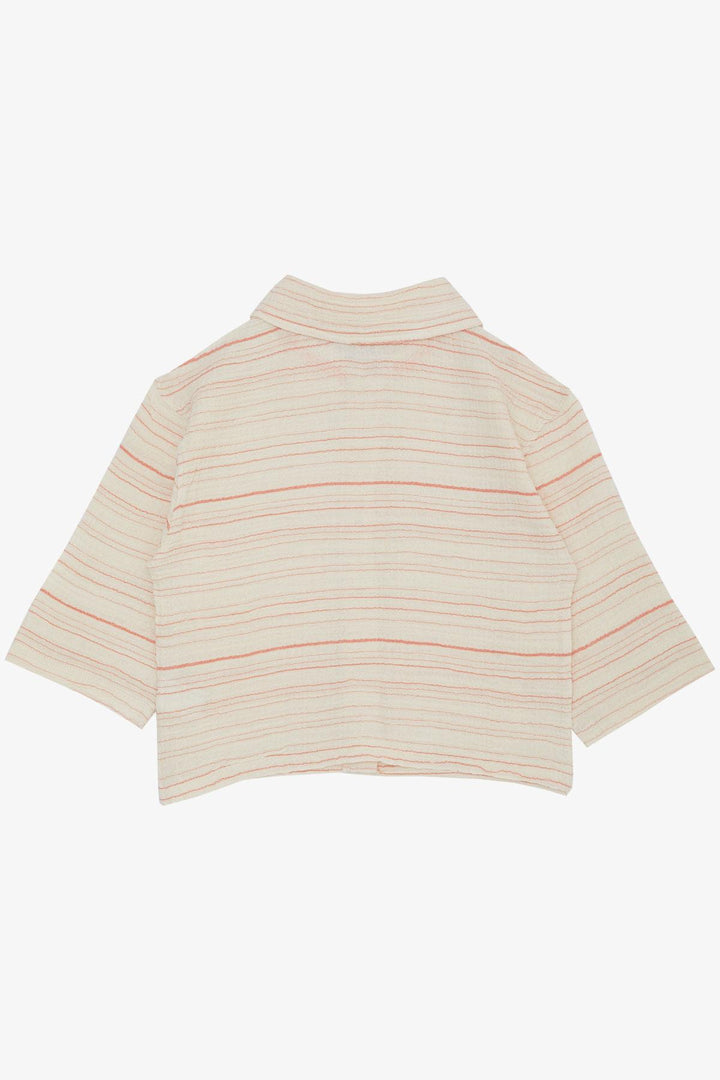 BRE Escabel Girl's Shirt with Belted Waist, Poor Sleeve Pocket 54 Years, Ecru - Ajaccio