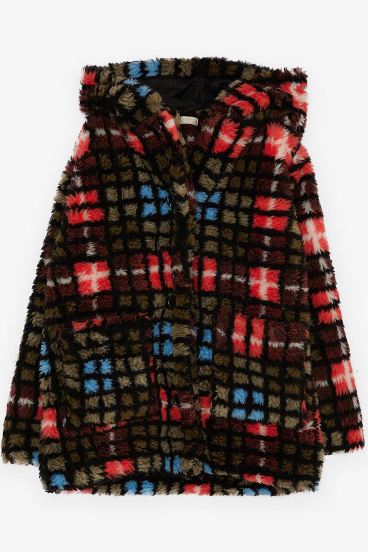 BRE Escabel Girl's Plaid Patterned Hooded Buttoned Coat 84 Years, Mixed Color - Fuengirola