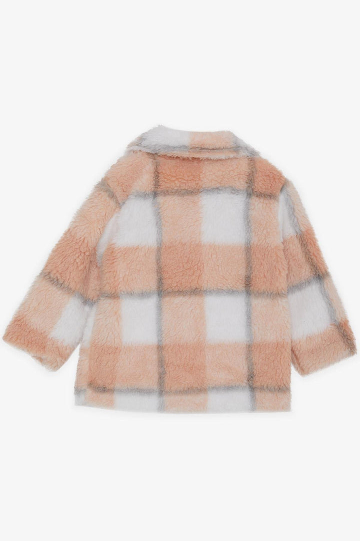 BRE Breeze Girl's Coat Plush Buttoned Pocketed Plaid Patterned 2-6 Years, Mixed Color - Colmenar Viejo