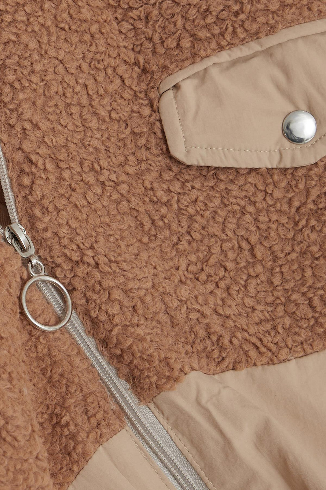 BRE Escabel Girl's Plush Zippered Jacket with Pockets, 84 Years, Brown - North Las Vegas