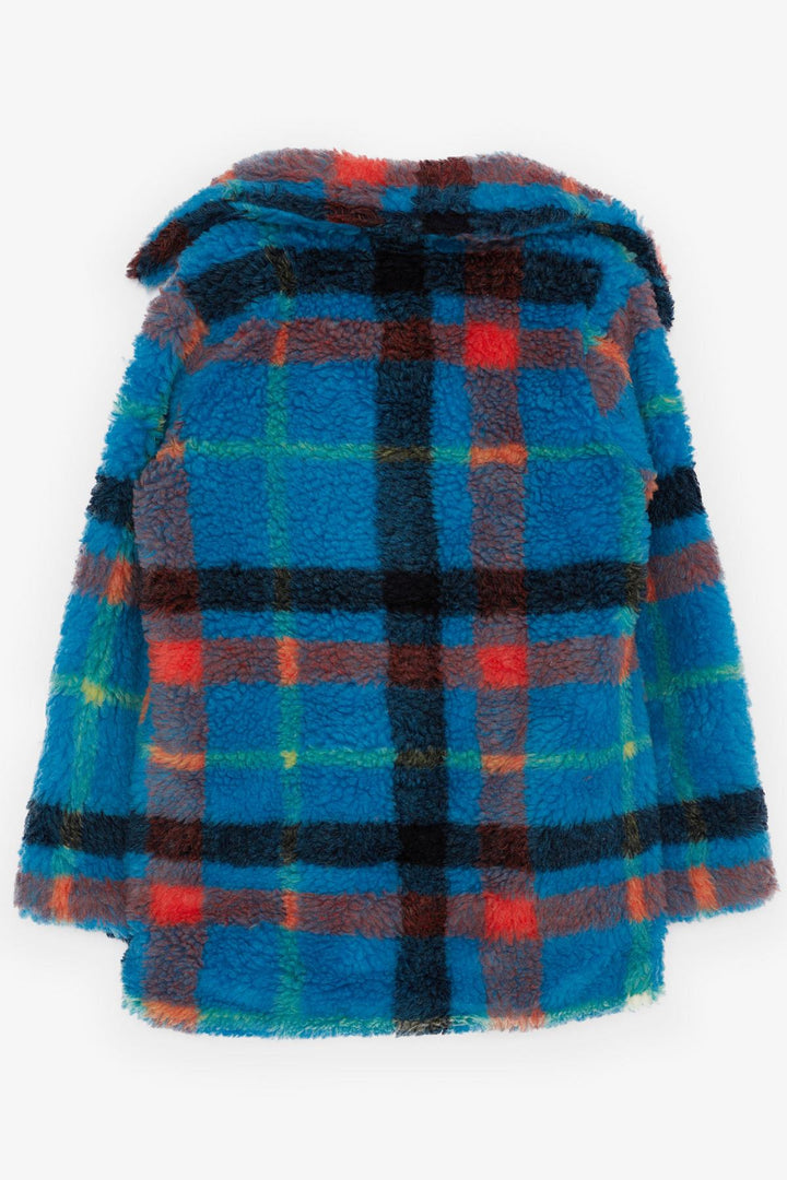 BRE Escabel Girl's Coat Plush Colorful Plaid Patterned Buttoned Pocketed 84 Years, Mixed Color - Herten