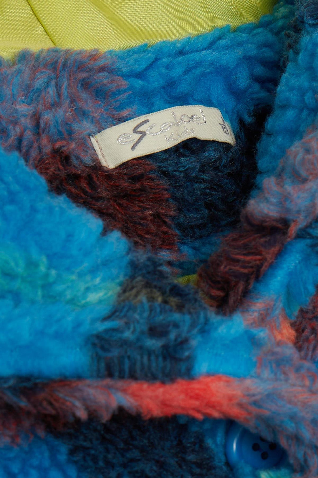 BRE Escabel Girl's Coat Plush Colorful Plaid Patterned Buttoned Pocketed 84 Years, Mixed Color - Herten