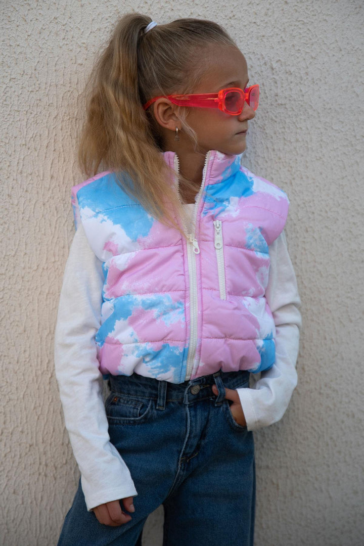 BRE Escabel Girl Child Inflatable Vest with Zipper Batik Pattern 5-9 Years, Mixed Color - Minot