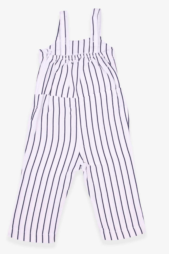 BRE Escabel Girl's Jumpsuit Lemon Embroidered Striped Pattern 1-4 Years, Ecru - Roseville