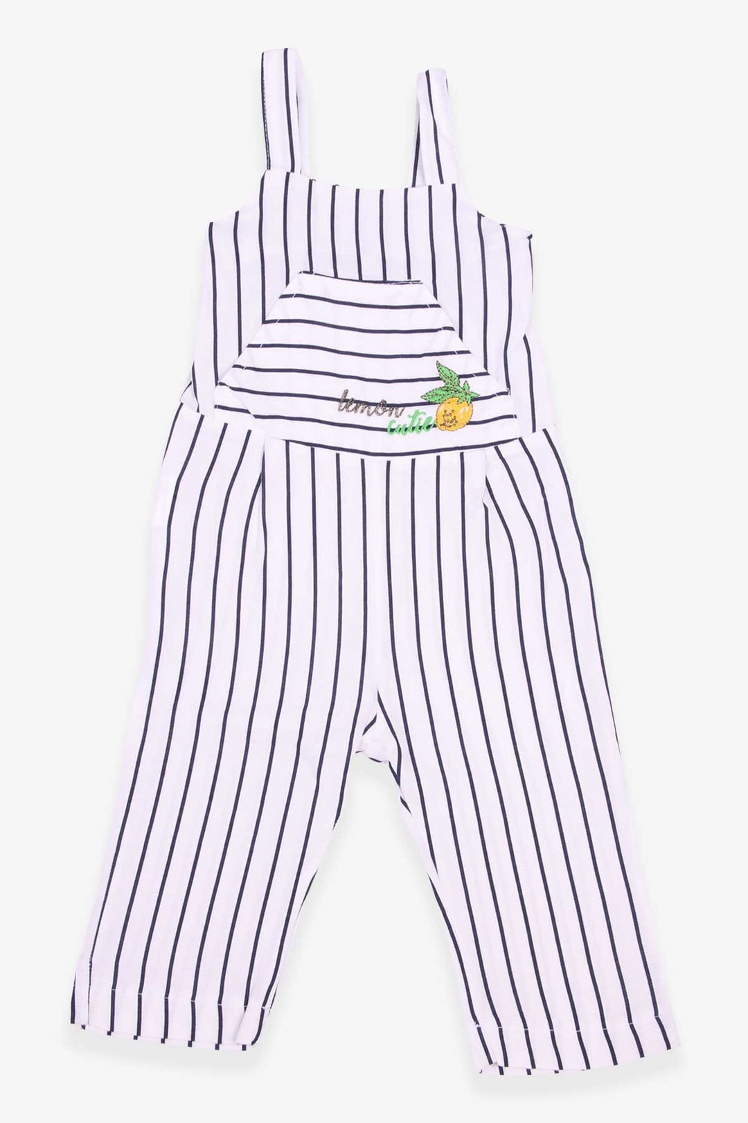 BRE Escabel Girl's Jumpsuit Lemon Embroidered Striped Pattern 1-4 Years, Ecru - Roseville