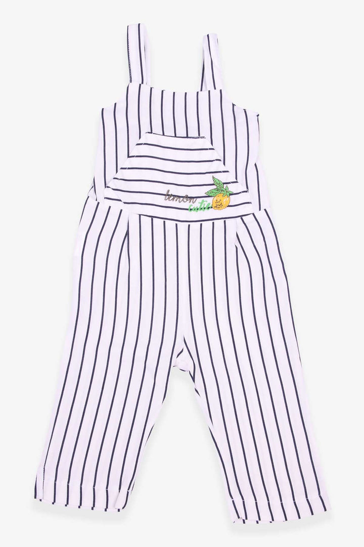BRE Escabel Girl's Jumpsuit Lemon Embroidered Striped Pattern 1-4 Years, Ecru - Roseville