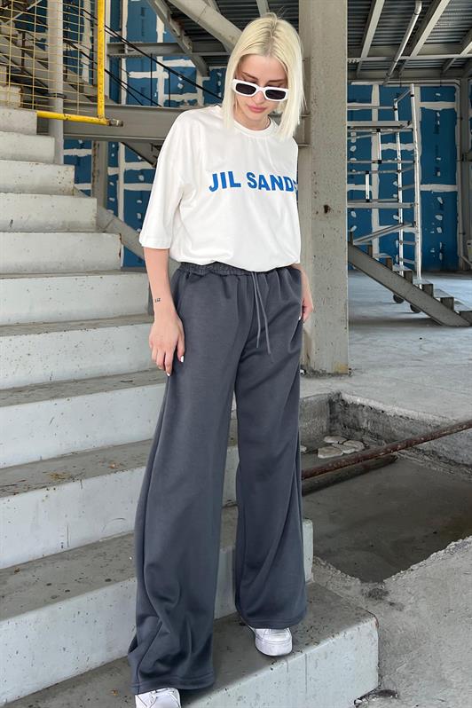 MDX Smoke Adjustable Waist Wide Leg Comfort Fit Basic Women's Sweatpants MG2122 - Royal Palm Beach