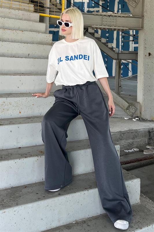 MDX Smoke Adjustable Waist Wide Leg Comfort Fit Basic Women's Sweatpants MG2122 - Royal Palm Beach