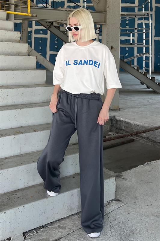 MDX Smoke Adjustable Waist Wide Leg Comfort Fit Basic Women's Sweatpants MG2122 - Royal Palm Beach