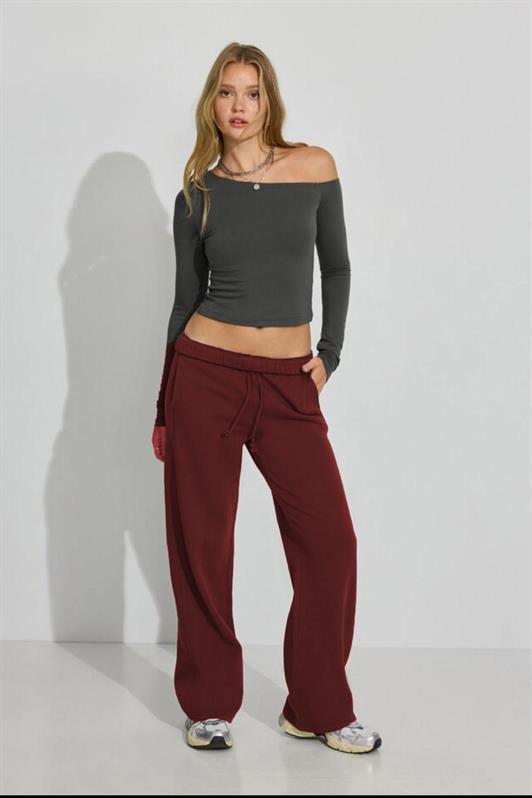 MDX Burgundy Wide Leg Women's Sweatpants MG2279 - Dún Dealgan