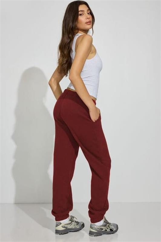 MDX Burgundy Sweatpants with Cuffed Hem and Pocket for Women Mg2540 - Stafford