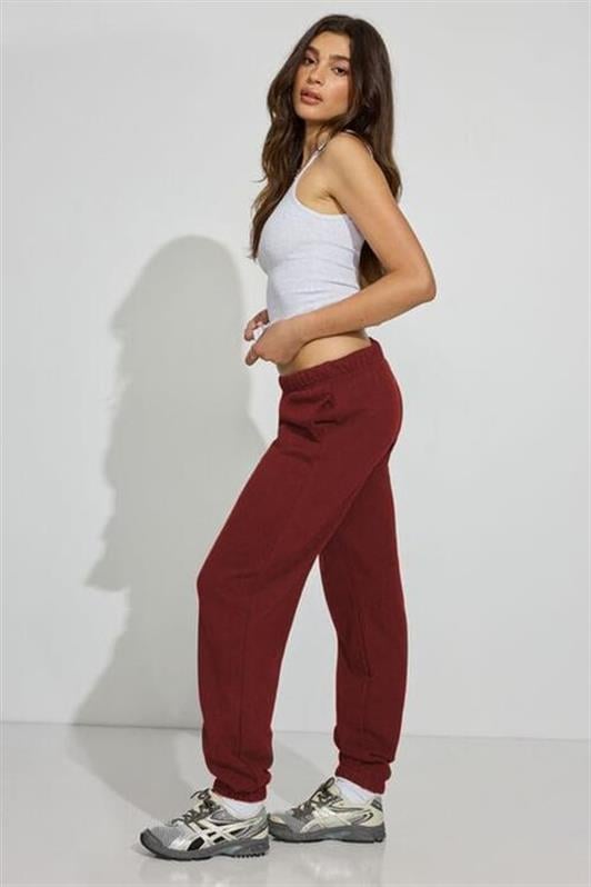 MDX Burgundy Sweatpants with Cuffed Hem and Pocket for Women Mg2540 - Stafford