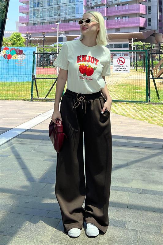 MDX Brown Adjustable Waist Wide Leg Comfort Fit Basic Women's Sweatpants MG2122 - Maricopa