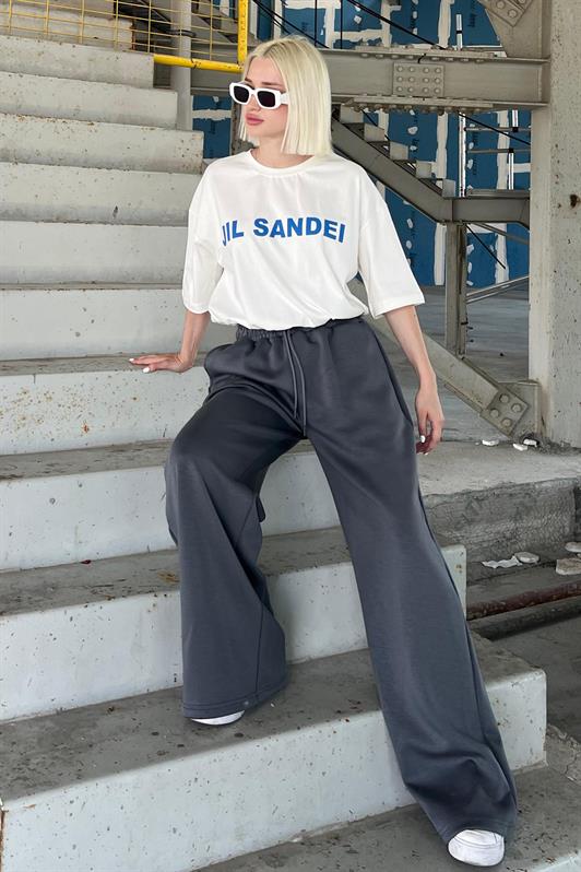 MDX Smoke Adjustable Waist Wide Leg Comfort Fit Basic Women's Sweatpants MG2122 - Royal Palm Beach