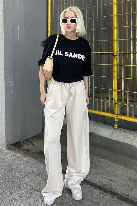 MDX Beige Adjustable Waist Wide Leg Comfort Fit Basic Women's Sweatpants MG2122 - Fort Smith