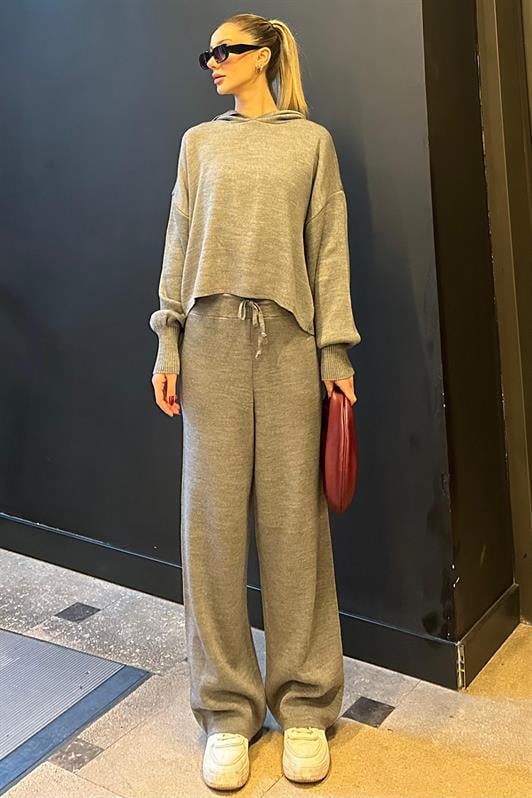 MDX Gray Hooded Knit Women's Tracksuit Set MG2237 - Neu Isenburg