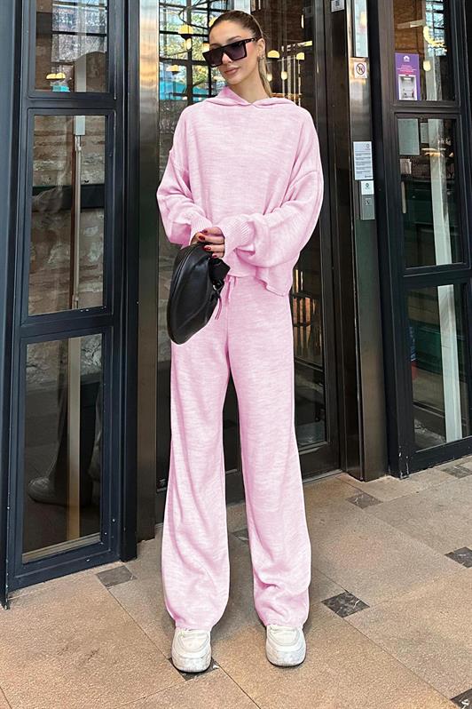 MDX Pink Hooded Knit Women's Tracksuit Set MG2237 - Agrigento