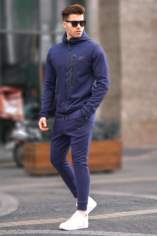 MDX Navy Printed Regular Fit Men's Tracksuit - Andover
