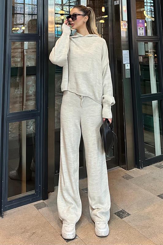 MDX Beige Hooded Knit Women's Tracksuit MG2237 - Barreiro