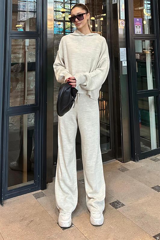 MDX Beige Hooded Knit Women's Tracksuit MG2237 - Barreiro