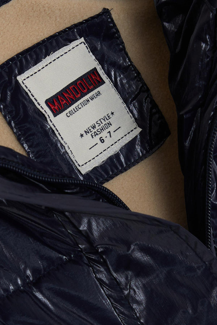 BRE Esso Mandolin Girl's Coat with Belted Hooded Emblem 60 Years, Dark Blue - Memmingen