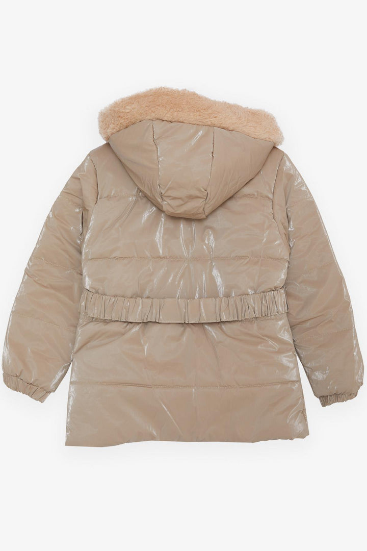 BRE Esso Mandolin Girl's Child Coat with Belted Hooded Emblem 2-6 Years, Beige - Calumet City