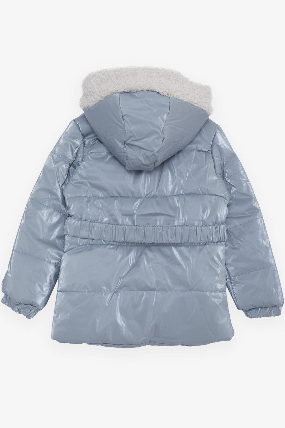 BRE Esso Mandolin Girl's Coat with Belted Hooded Emblem 2-6 Years, Ice Blue - Níkaia