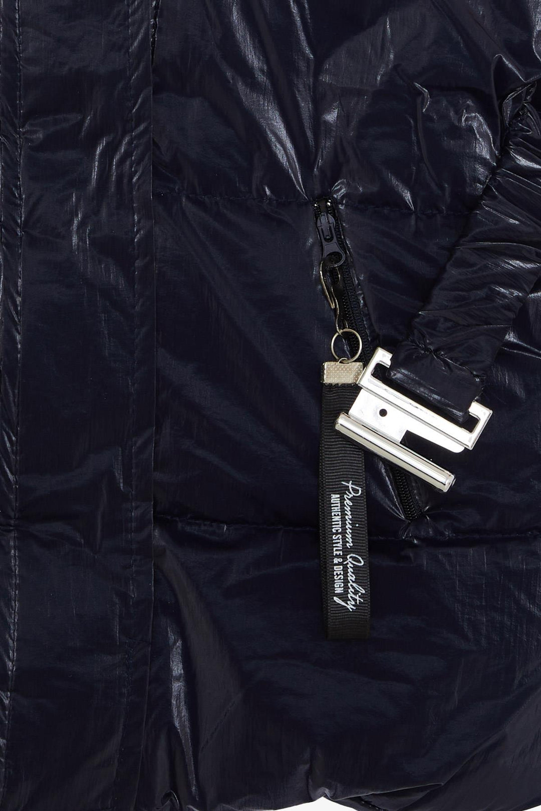 BRE Esso Mandolin Girl's Coat with Belted Hooded Emblem 60 Years, Dark Blue - Memmingen