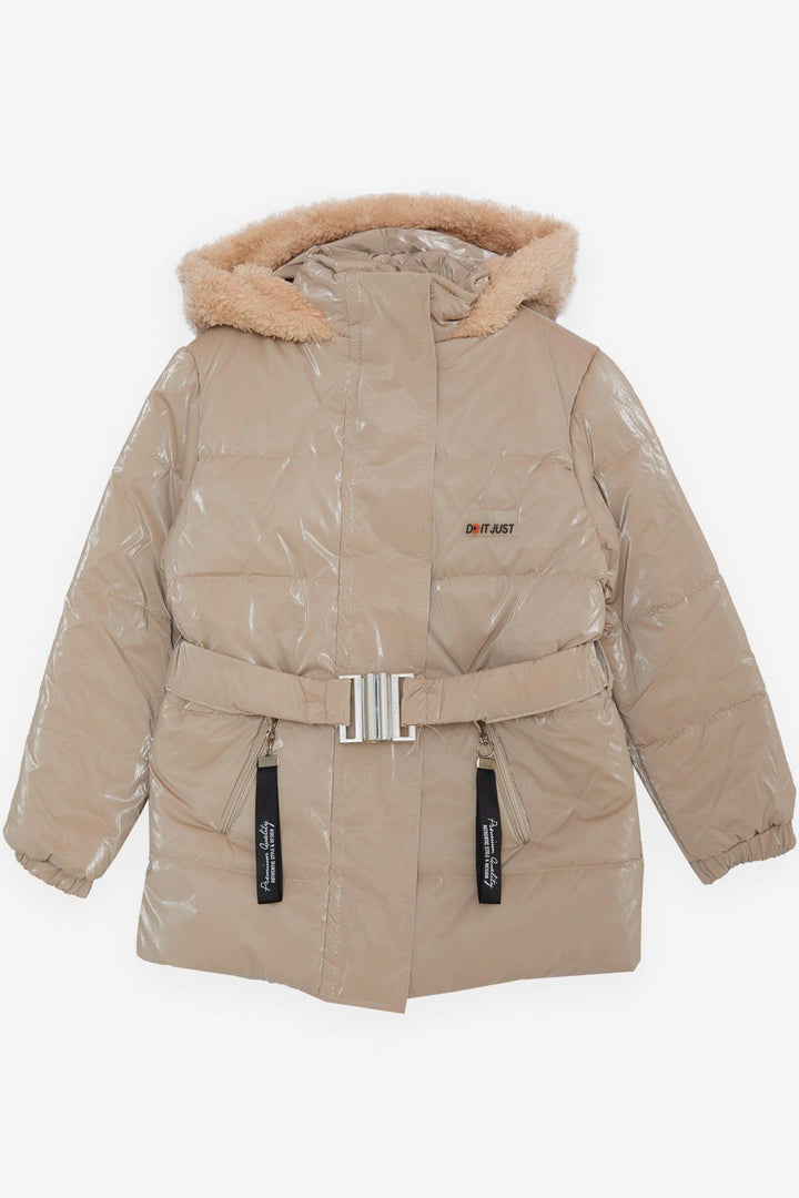 BRE Esso Mandolin Girl's Child Coat with Belted Hooded Emblem 2-6 Years, Beige - Calumet City