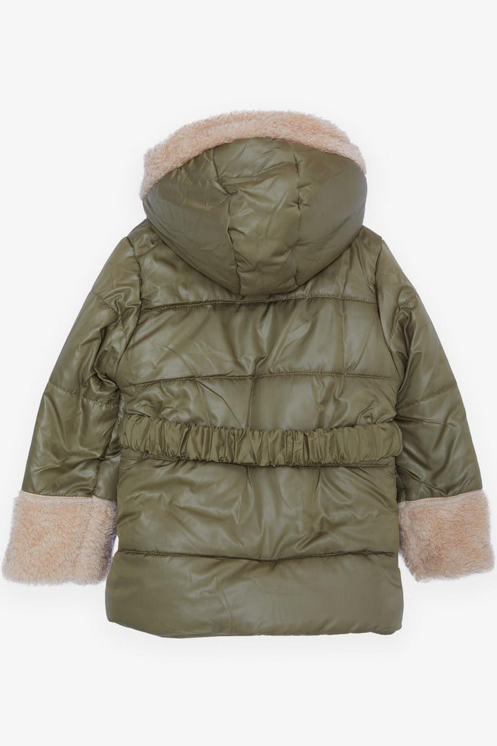 BRE Esso Mandolin Girl Child Jacket with Belted Plush Armored 2-6 Years, Khaki Green - Urbandale