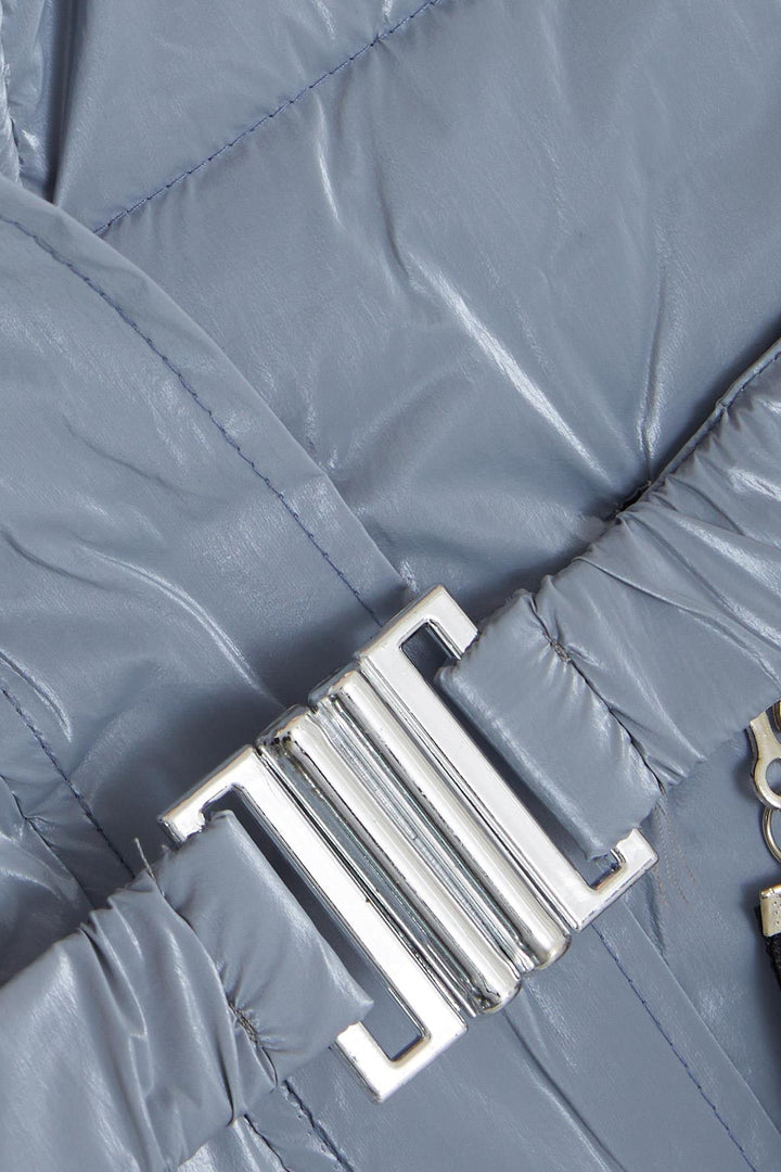 BRE Esso Mandolin Girl's Coat with Belted Hooded Emblem 2-6 Years, Ice Blue - Níkaia