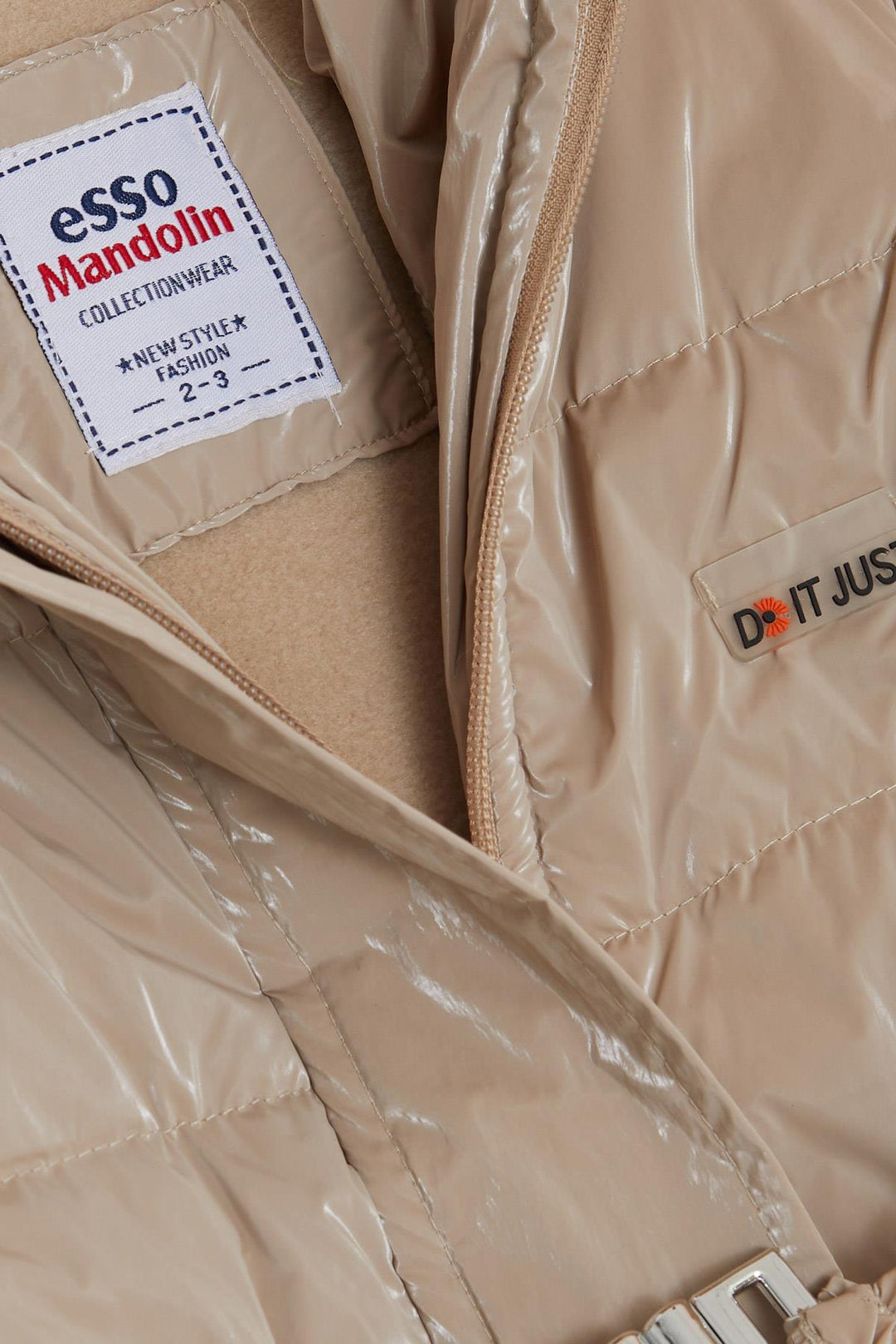 BRE Esso Mandolin Girl's Child Coat with Belted Hooded Emblem 2-6 Years, Beige - Calumet City