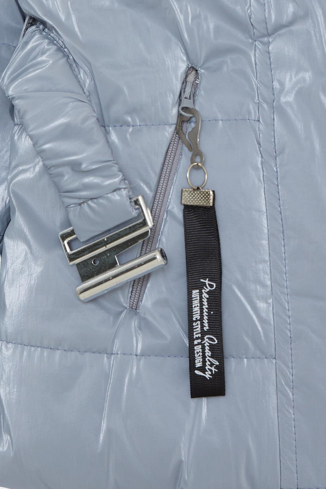 BRE Esso Mandolin Girl's Coat with Belted Hooded Emblem 2-6 Years, Ice Blue - Níkaia