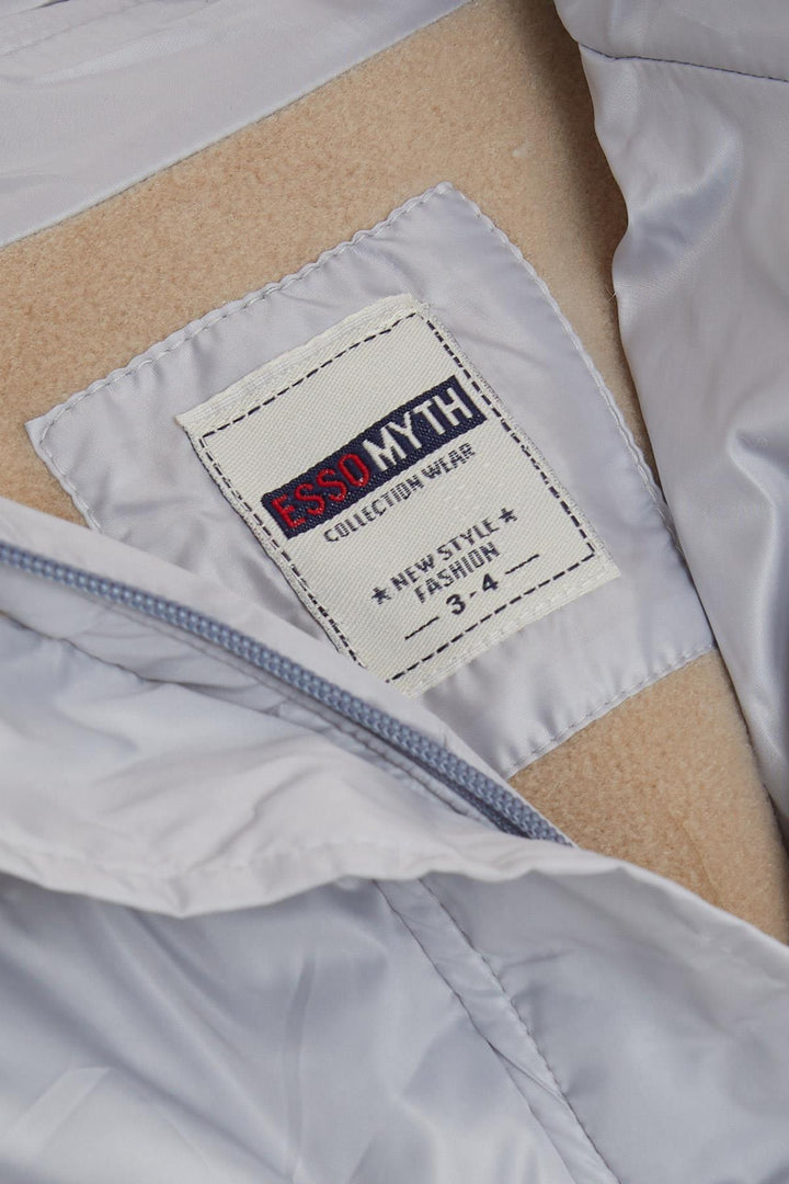 BRE Esso Mandolin Girl Child Jacket with Belted Plush 2-6 Years, Light Grey - Myrhorod