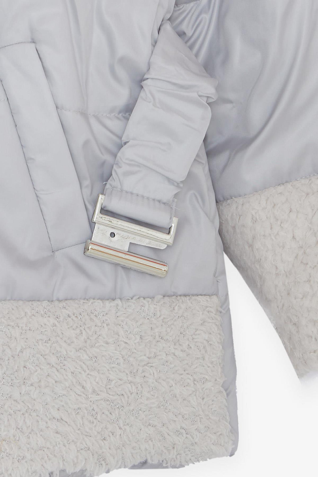 BRE Esso Mandolin Girl Child Jacket with Belted Plush 2-6 Years, Light Grey - Myrhorod