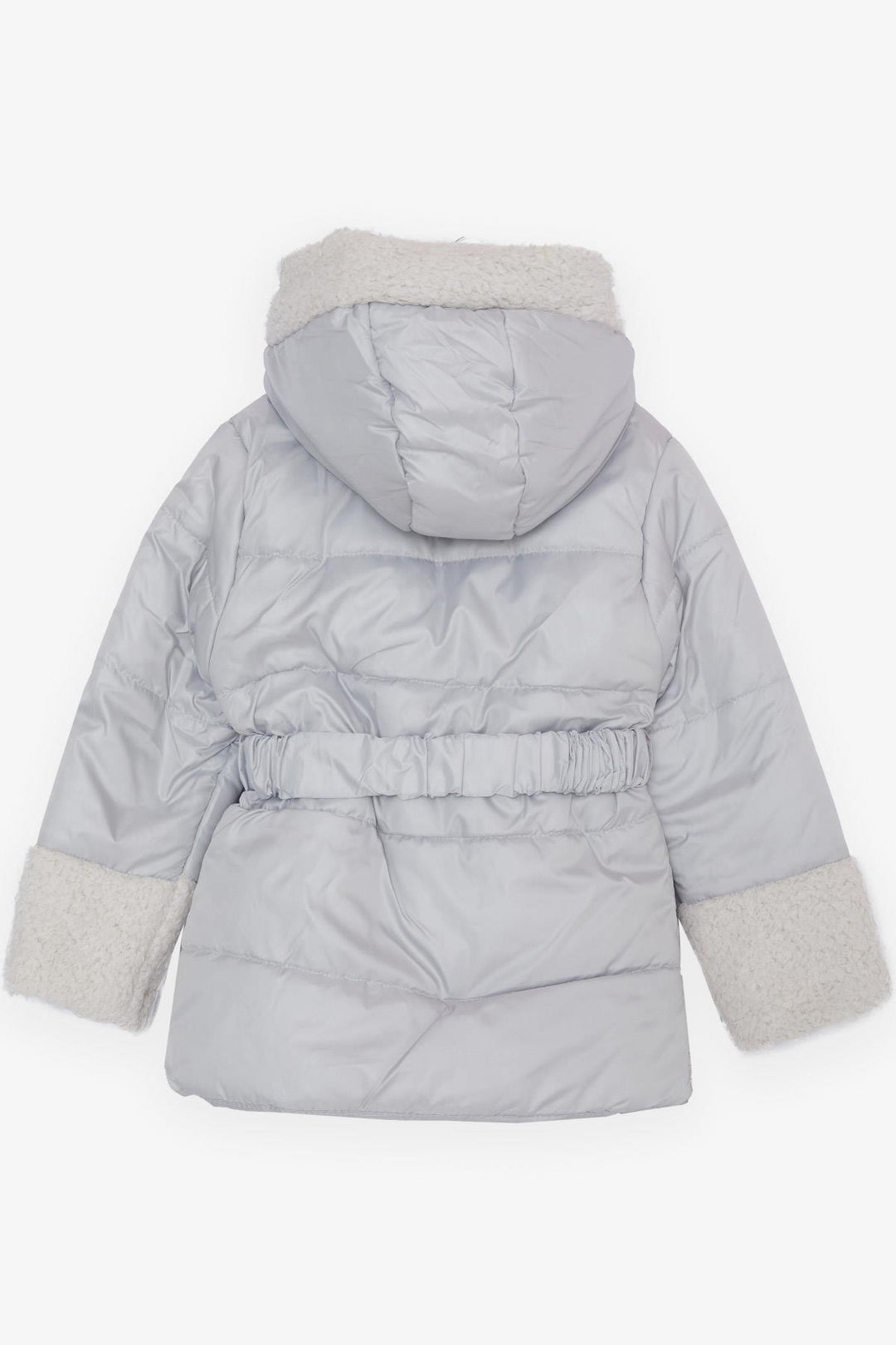 BRE Esso Mandolin Girl Child Jacket with Belted Plush 2-6 Years, Light Grey - Myrhorod