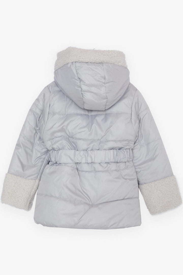 BRE Esso Mandolin Girl Child Jacket with Belted Plush 2-6 Years, Light Grey - Myrhorod